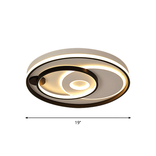 Modern Led Ceiling Light: Black Layered Round/Square/Rectangle Flush Mount With Acrylic Shade