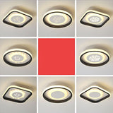 Smile/Anchor/Panda Pattern Circular Led Flush Ceiling Mount Lamp In Cartoon Acrylic Black