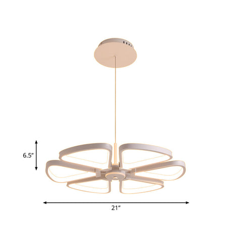 Modern Clover Led Chandelier Pendant In White Metallic Ceiling Suspension Lamp For Living Room