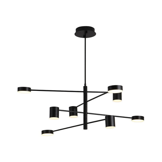 Contemporary Metal Chandelier Light Fixture - 3/4 Tiered 6/8 Lights Black/Gold Pendant For Bedroom