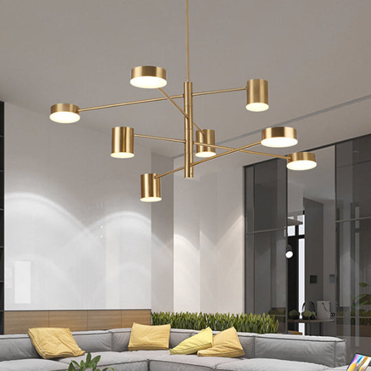 Contemporary Metal Chandelier Light Fixture - 3/4 Tiered 6/8 Lights Black/Gold Pendant For Bedroom