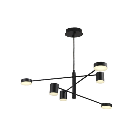 Contemporary Metal Chandelier Light Fixture - 3/4 Tiered 6/8 Lights Black/Gold Pendant For Bedroom