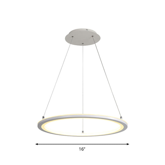 Minimalist White Led Pendant Lamp: Acrylic Kitchen Chandelier Circular Design Multiple Sizes