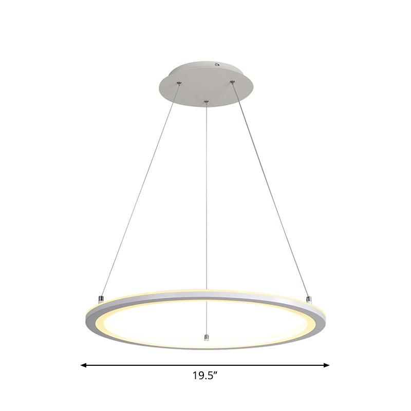 Minimalist White Led Pendant Lamp: Acrylic Kitchen Chandelier Circular Design Multiple Sizes