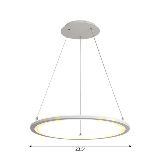 Minimalist White Led Pendant Lamp: Acrylic Kitchen Chandelier Circular Design Multiple Sizes