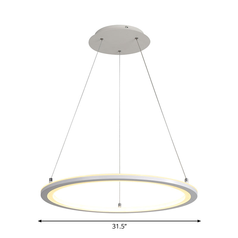 Minimalist White Led Pendant Lamp: Acrylic Kitchen Chandelier Circular Design Multiple Sizes