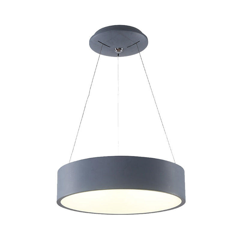 Modern Led Pendant Chandelier - Grey/White Circle Ceiling Light With Acrylic Shade 18’/23.5’ W
