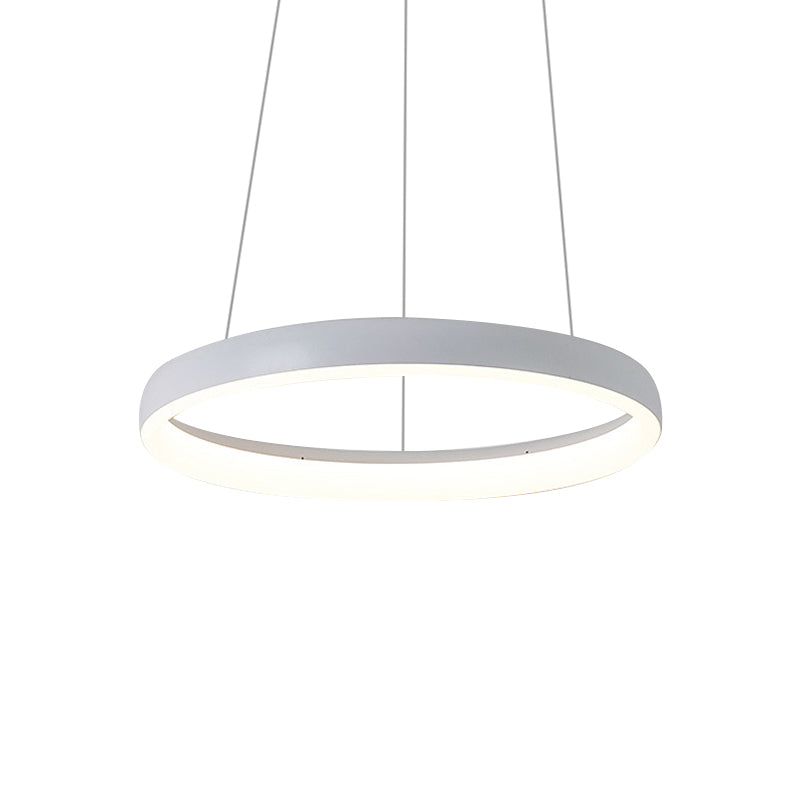 Nordic Metallic Led Pendant Light - Circle Chandelier For Dining Room 1/2/3-Layered Design White