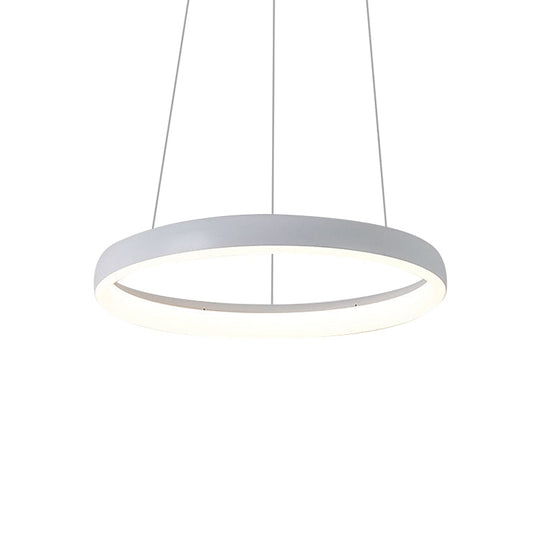 Nordic Metallic Led Pendant Light - Circle Chandelier For Dining Room 1/2/3-Layered Design White