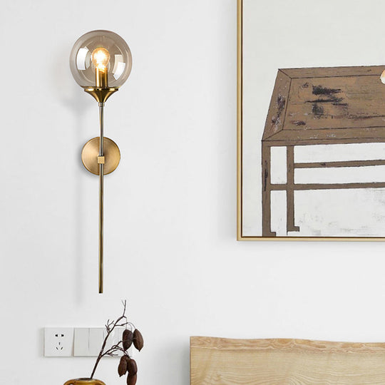 Postmodern Clear/Amber/Smoke Grey Glass Single Brass Wall Lamp