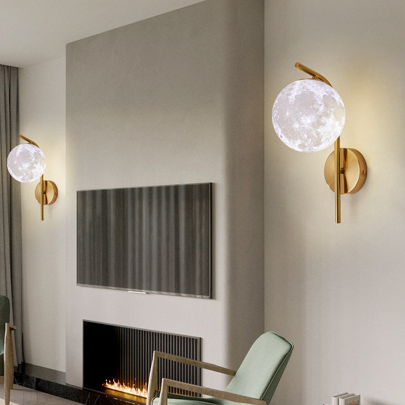 Modern Brass Wall Mounted Bedside Lamp With Grey/Clear Water/White Glass Shade