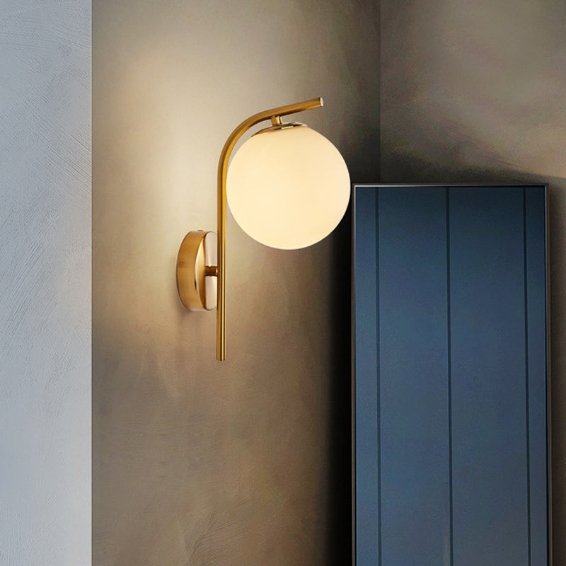 Modern Brass Wall Mounted Bedside Lamp With Grey/Clear Water/White Glass Shade