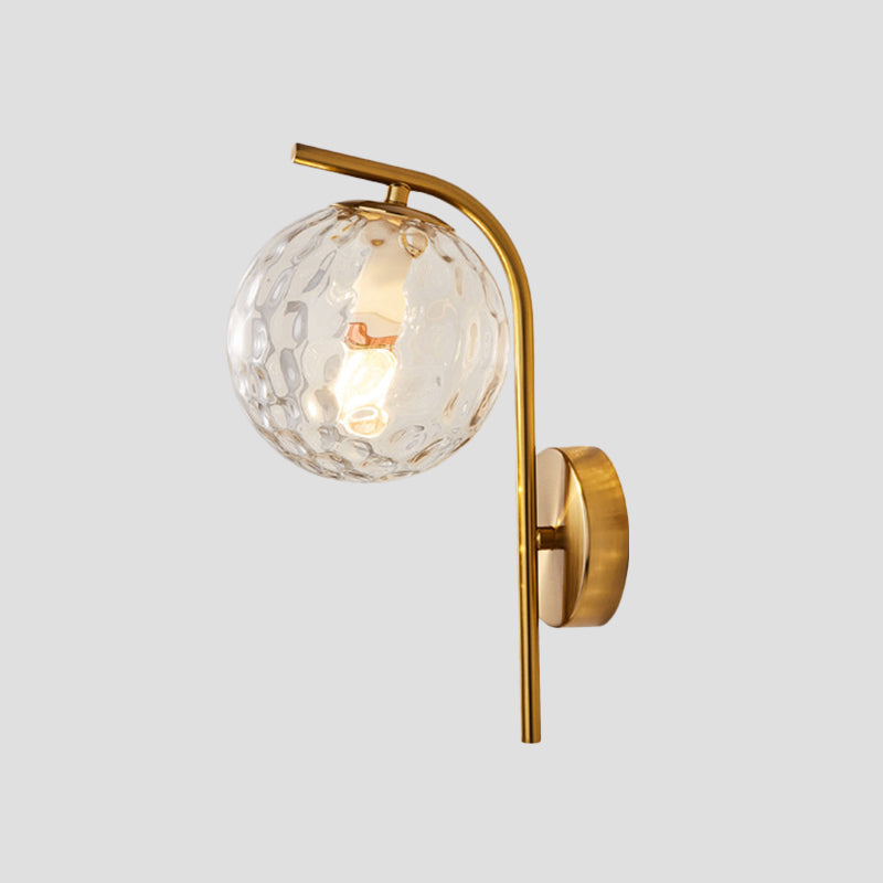 Modern Brass Wall Mounted Bedside Lamp With Grey/Clear Water/White Glass Shade