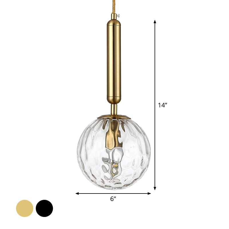 Postmodern Spherical Wall Mounted Lamp In Black/Gold With Clear Water/White Glass - Perfect Bedside