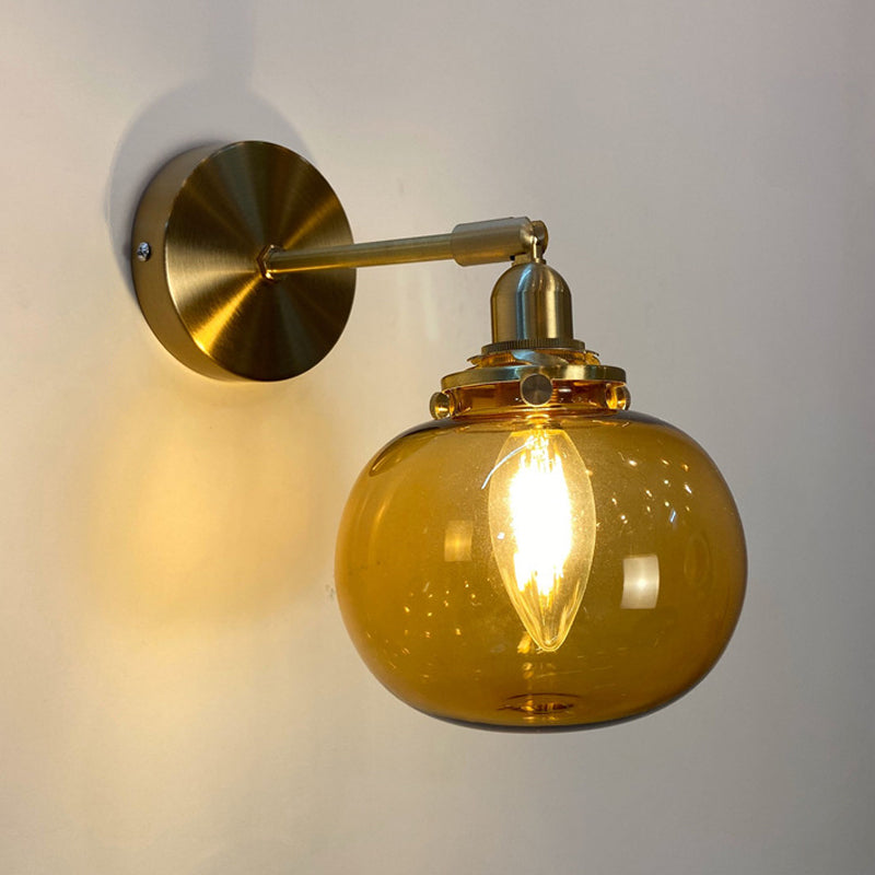 Gold Rotatable Wall Sconce With Glass Shade - Bedroom Lamp