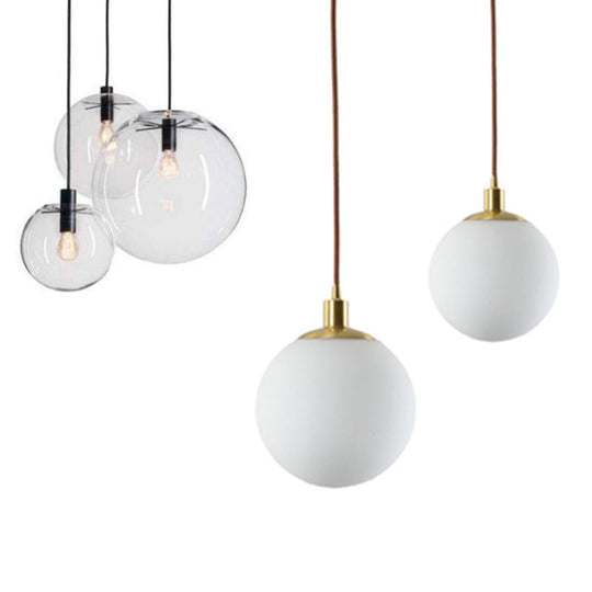 Simple Black Cafe Pendant Lamp With Clear Glass Sphere Shade - 8/10/12 Sizes Available