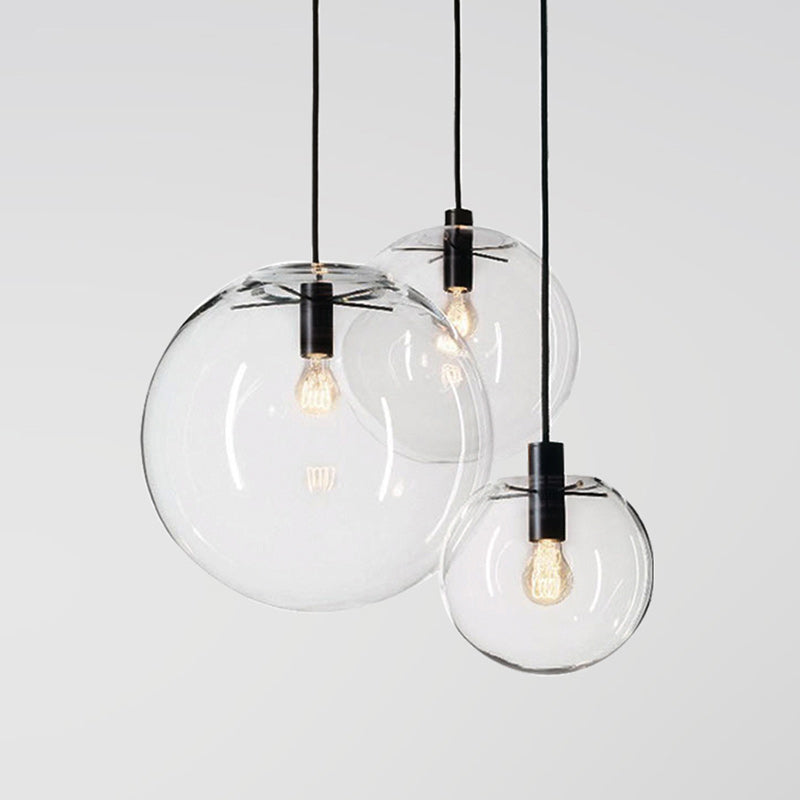 Simplicity Black Single-Bulb Cafe Pendant Lamp - 8’/10’/12’ W Clear Glass Shade