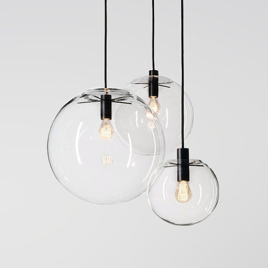 Simplicity Black Single-Bulb Cafe Pendant Lamp - 8’/10’/12’ W Clear Glass Shade