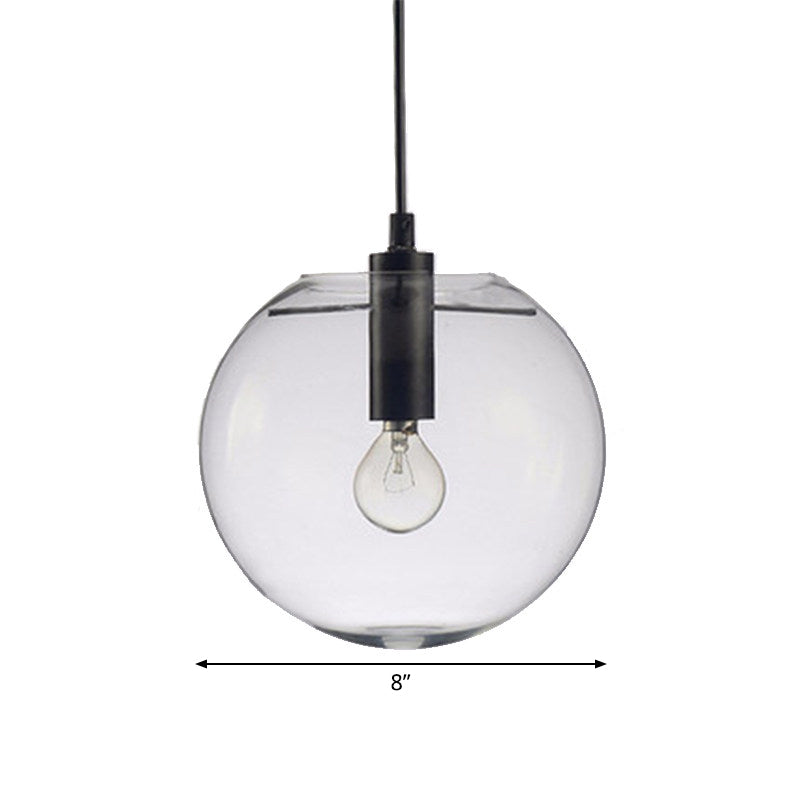 Simplicity Black Single-Bulb Cafe Pendant Lamp - 8’/10’/12’ W Clear Glass Shade