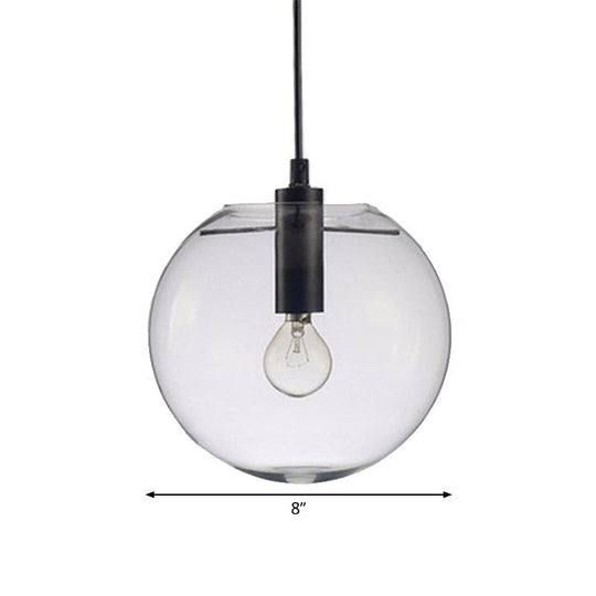Simplicity Black Single-Bulb Cafe Pendant Lamp - 8’/10’/12’ W Clear Glass Shade