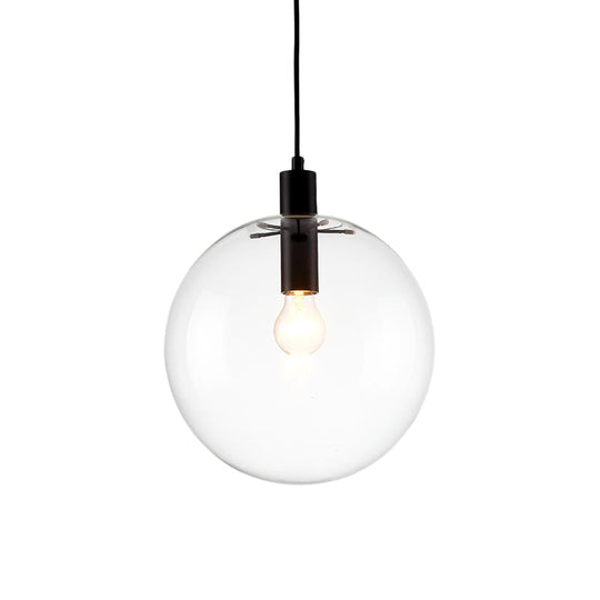 Simple Black Cafe Pendant Lamp With Clear Glass Sphere Shade - 8/10/12 Sizes Available / 10
