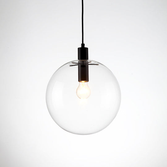 Simplicity Black Single-Bulb Cafe Pendant Lamp - 8’/10’/12’ W Clear Glass Shade