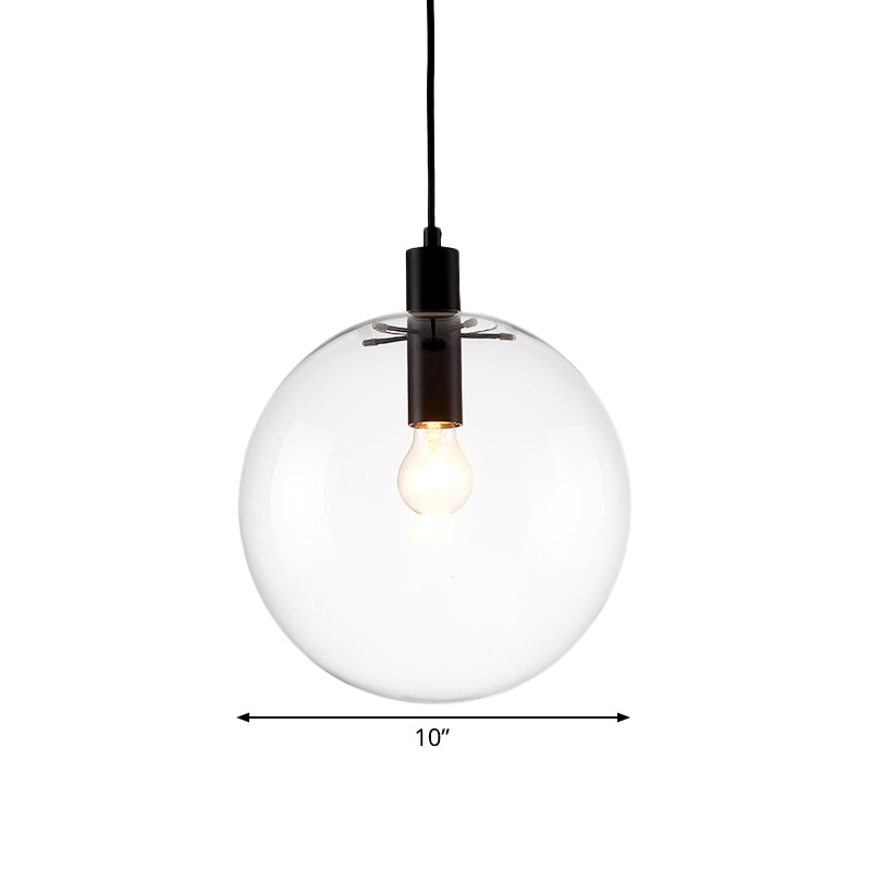 Simplicity Black Single-Bulb Cafe Pendant Lamp - 8’/10’/12’ W Clear Glass Shade