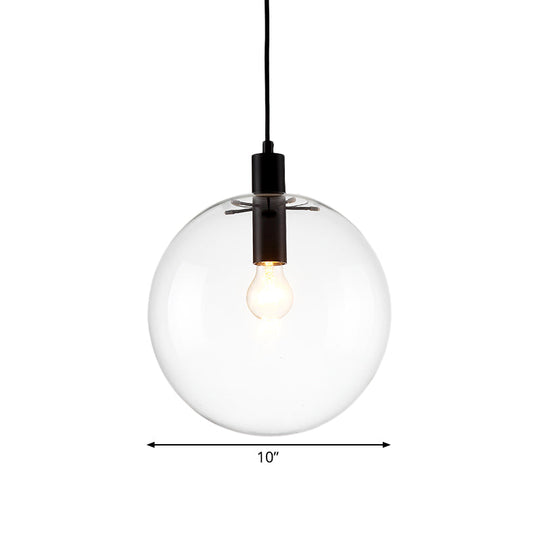 Simplicity Black Single-Bulb Cafe Pendant Lamp - 8’/10’/12’ W Clear Glass Shade