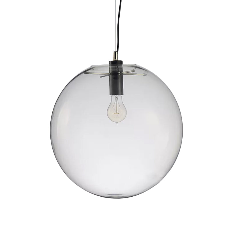 Simplicity Black Single-Bulb Cafe Pendant Lamp - 8’/10’/12’ W Clear Glass Shade / 12’