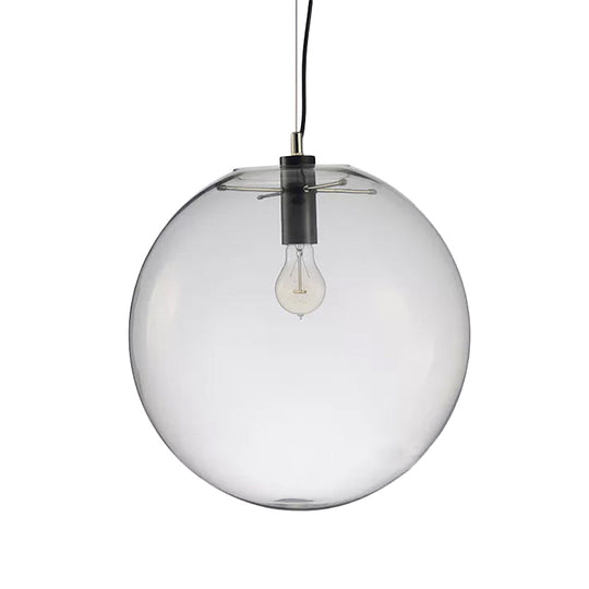 Simple Black Cafe Pendant Lamp With Clear Glass Sphere Shade - 8/10/12 Sizes Available / 12
