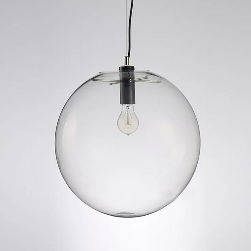 Simplicity Black Single-Bulb Cafe Pendant Lamp - 8’/10’/12’ W Clear Glass Shade