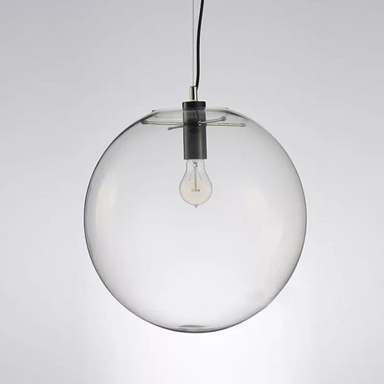 Simple Black Cafe Pendant Lamp With Clear Glass Sphere Shade - 8/10/12 Sizes Available