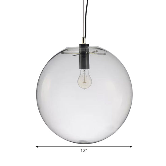 Simplicity Black Single-Bulb Cafe Pendant Lamp - 8’/10’/12’ W Clear Glass Shade