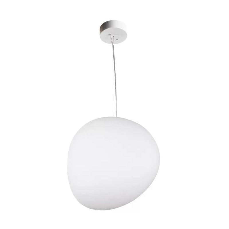 Floating Pebble Dining Room Pendant Lamp Cream Glass 1 Head Minimalist Hanging Ceiling Light In