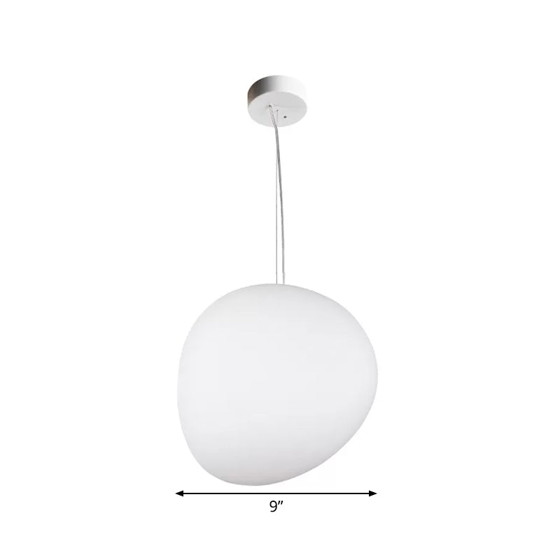 Floating Pebble Dining Room Pendant Lamp Cream Glass 1 Head Minimalist Hanging Ceiling Light In