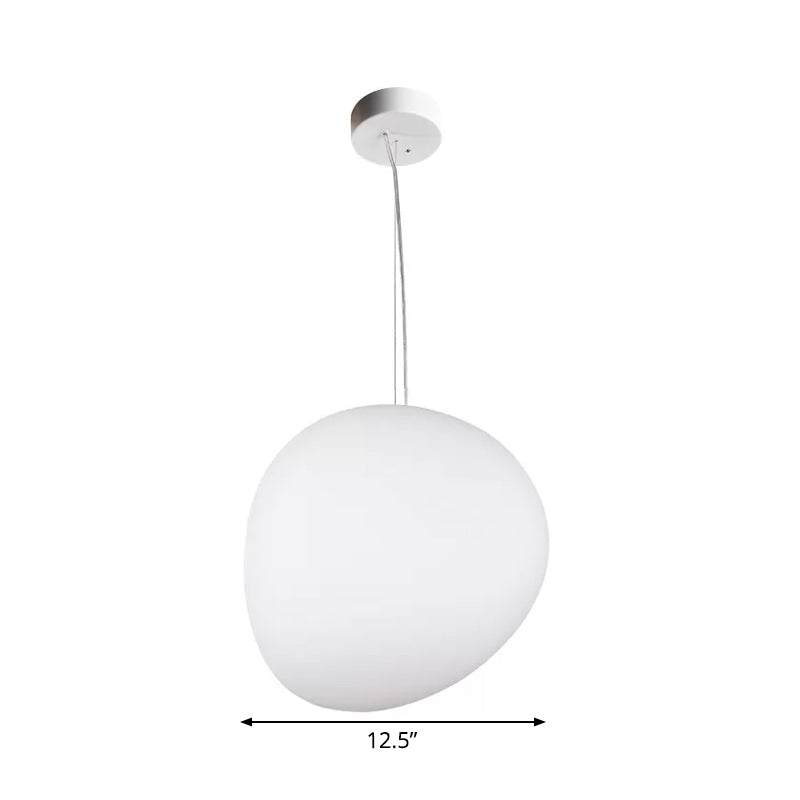 Floating Pebble Dining Room Pendant Lamp Cream Glass 1 Head Minimalist Hanging Ceiling Light In
