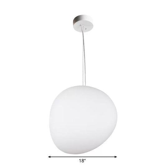 Floating Pebble Dining Room Pendant Lamp Cream Glass 1 Head Minimalist Hanging Ceiling Light In
