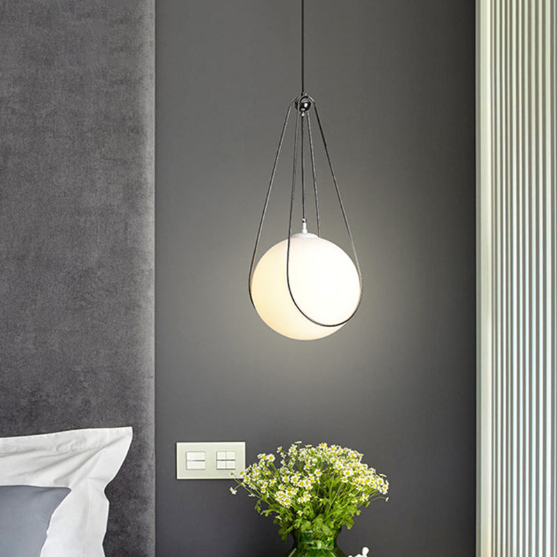 Modern White Glass Teardrop Hanging Light With Nickel Finish - 1 For Restaurant (8’/10’/12’ Width)