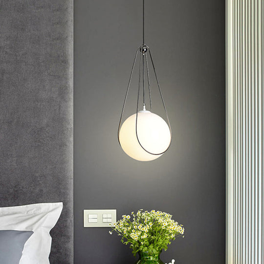 Modern White Glass Teardrop Hanging Light With Nickel Finish - 1 For Restaurant (8’/10’/12’ Width)