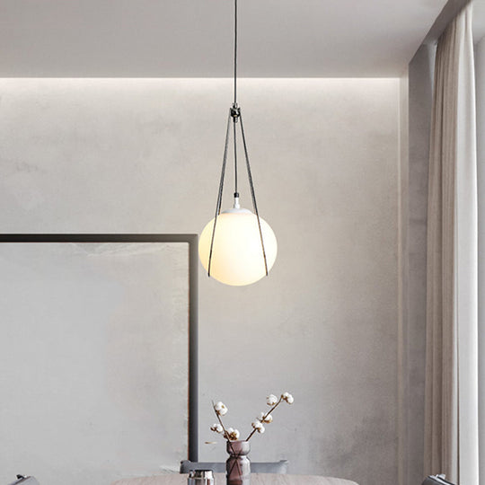 Modern White Glass Teardrop Hanging Light With Nickel Finish - 1 For Restaurant (8’/10’/12’ Width)