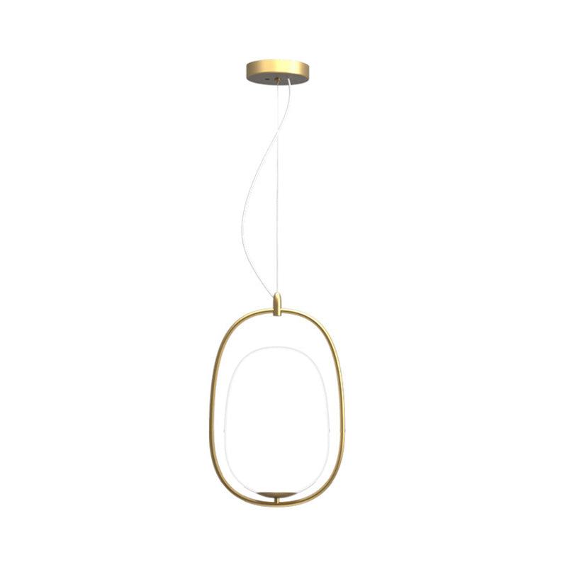 Postmodern Gold Cocoon Pendant Lamp With Frame And Glass Shade – Single Ceiling Hang Light