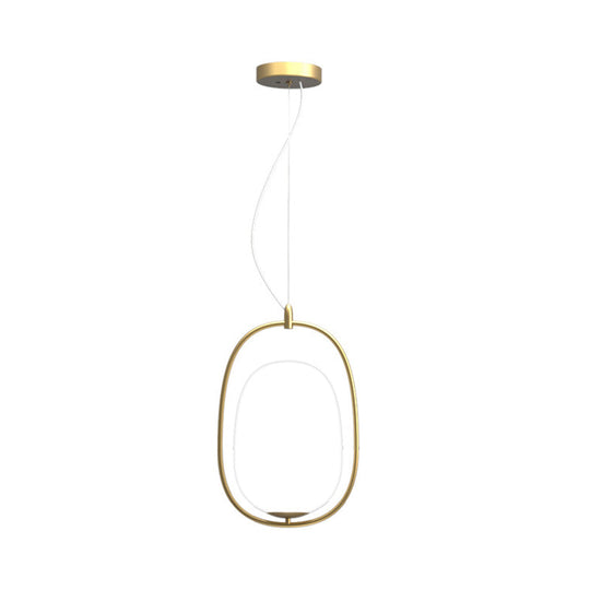 Postmodern Gold Cocoon Pendant Lamp With Frame And Glass Shade – Single Ceiling Hang Light