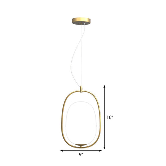 Modern Gold Cocoon Pendant Lamp With Frame And Glass Shade Warm/White/3-Light Options