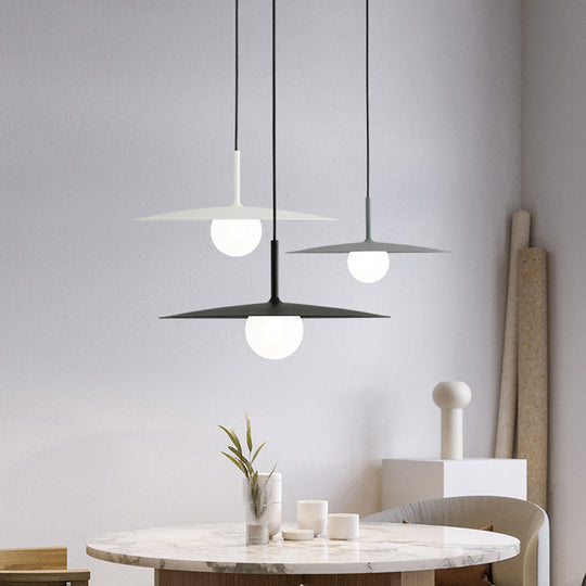 Modern Nordic Hanging Pendant Light With Milk Glass Shade - Single Bulb Ceiling Fixture In