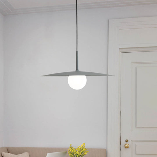 Modern Nordic Hanging Pendant Light With Milk Glass Shade - Single Bulb Ceiling Fixture In