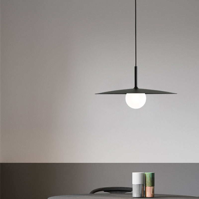Modern Nordic Hanging Pendant Light With Milk Glass Shade - Single Bulb Ceiling Fixture In