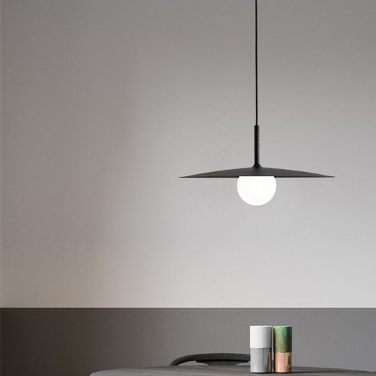 Modern Nordic Hanging Pendant Light With Milk Glass Shade - Single Bulb Ceiling Fixture In