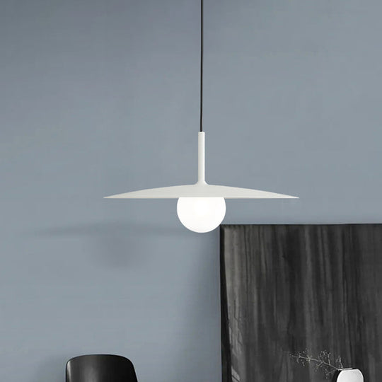 Nordic Hanging Light Metal Single Restaurant Pendant With Milk Glass Shade In Black/Grey/White