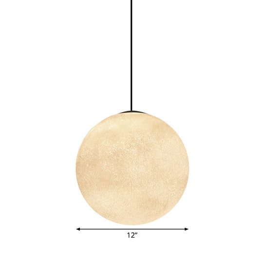 Romantic Modern 1-Light White Glass Moon Pendulum Ceiling Hang Lamp 10’/12’/16’ Wide