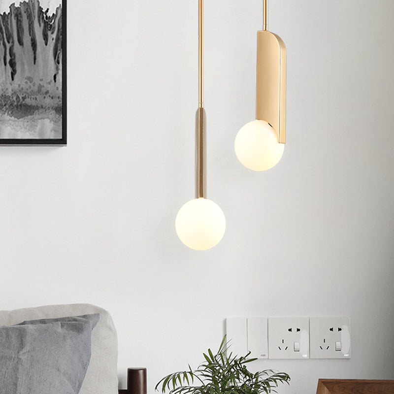 Postmodern Cream Glass Ball Pendant Lamp With Gold Suspension - Dining Table Lighting